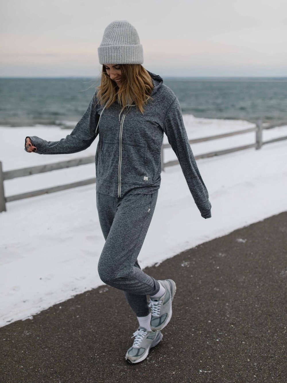 Vuori Performance Grey Joggers and Zip-Up
